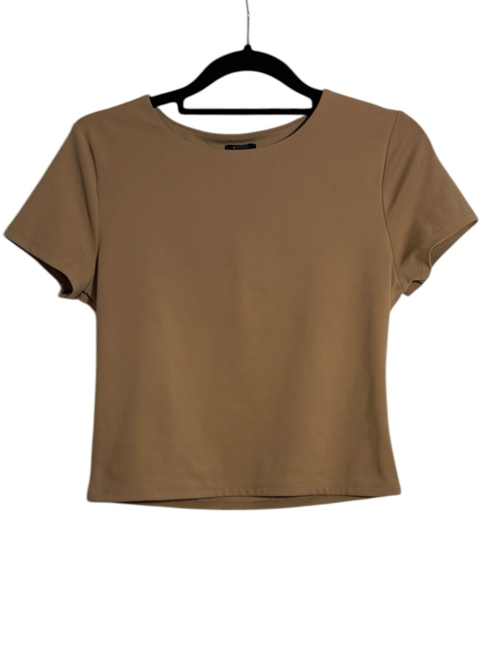 Express Body Contour semi crop Tee - Camel Brown think skims